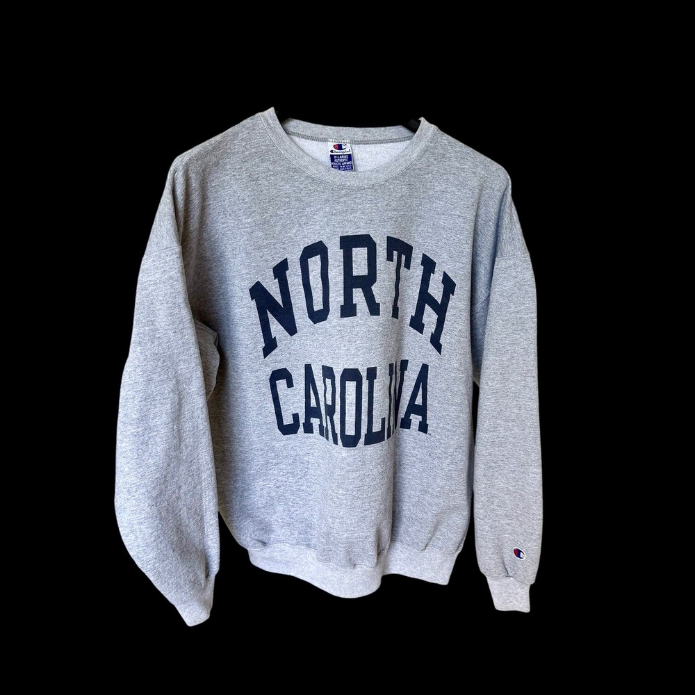 Champion 80's North Carolina Sweatshirt XL Gray Crewneck Pullover